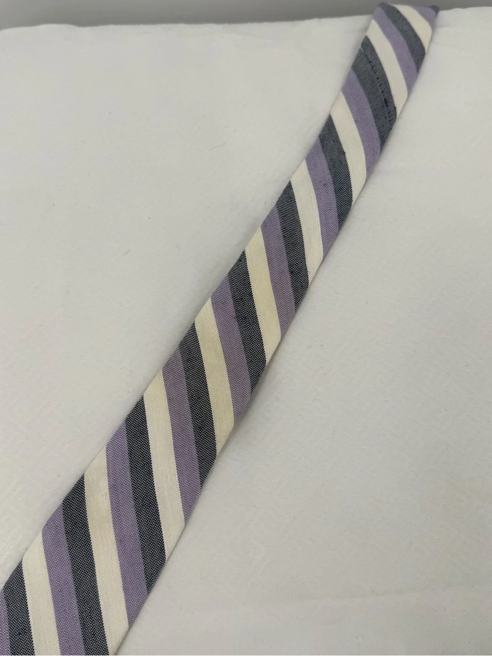 Daniel Cremieux Lavender, Gray and Cream Striped Tie